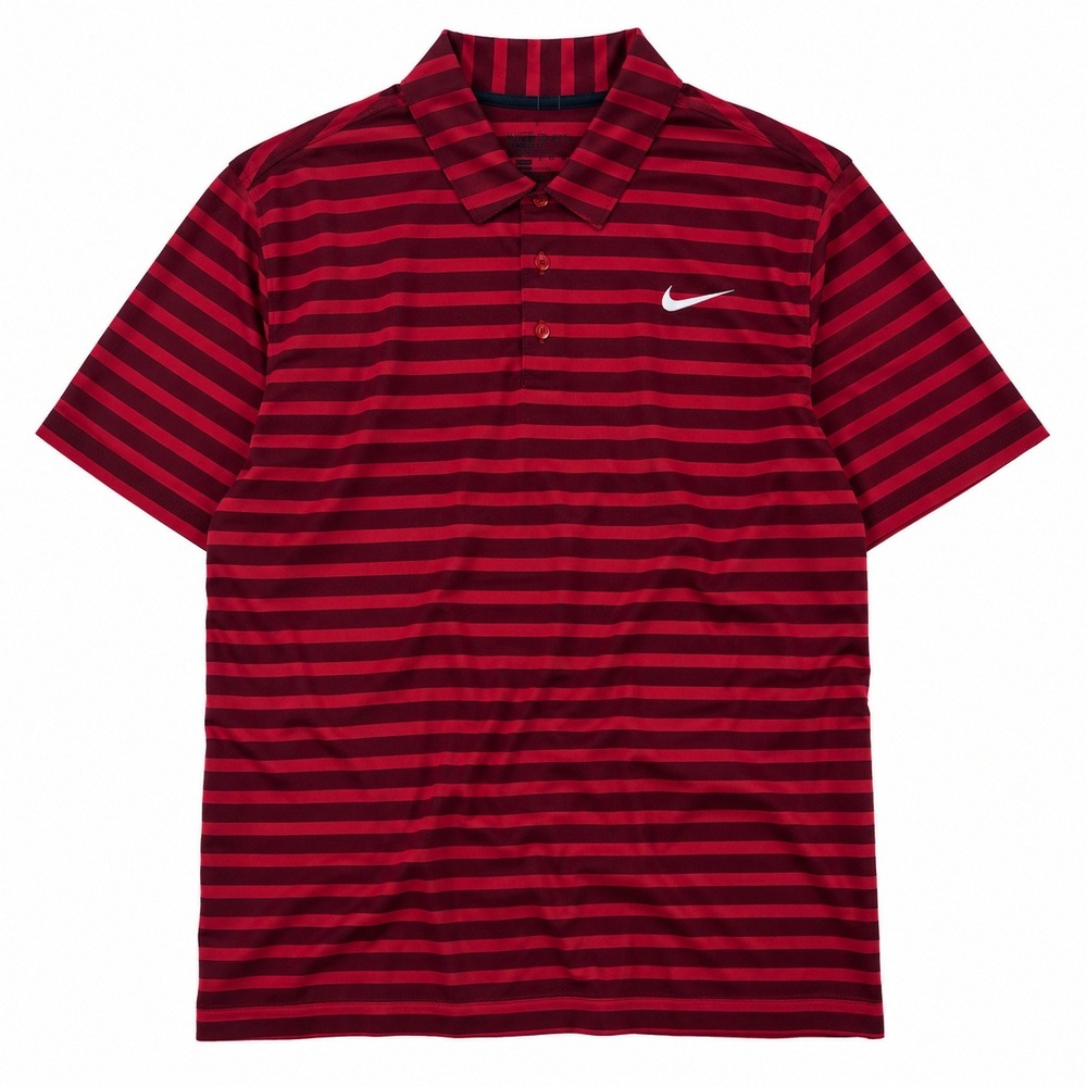 Nike Golf Polo Shirt Mens 2XL Standard Fit Dri-FIT Red Striped Short Sleeve